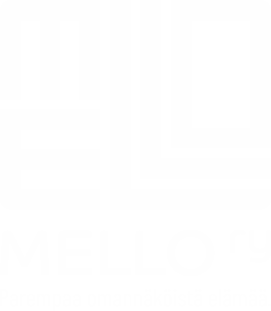 MELLO ry - Logo valkoinen